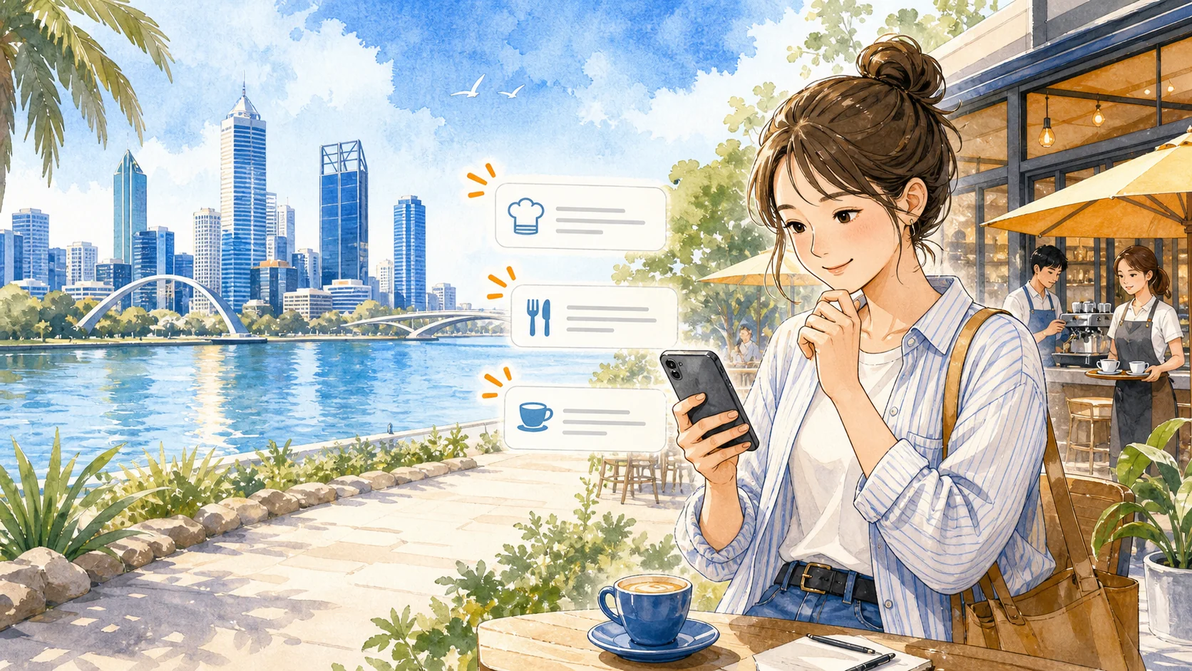 パースで求人を探す人のイラスト
